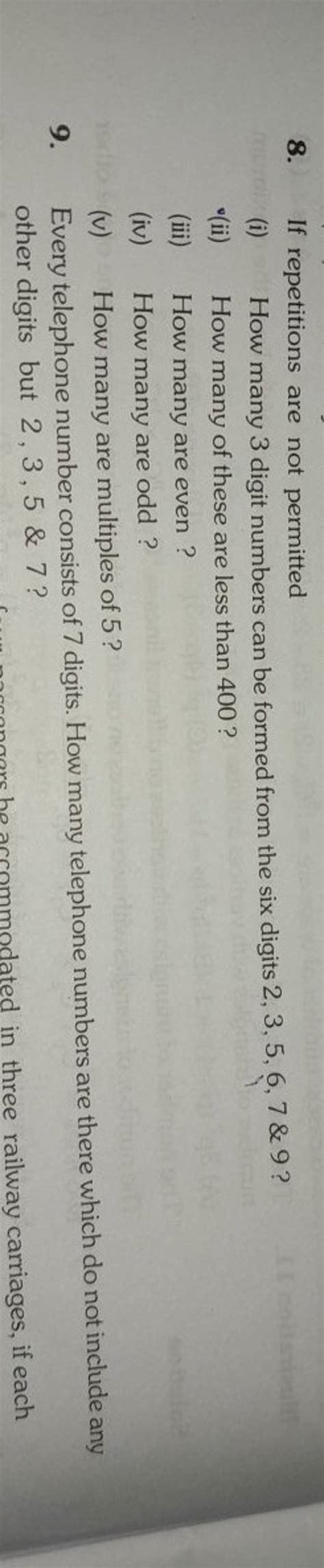 if repetitions are not permitted|If repetitions are not permitted (i) How many 3 digit numbers can b .